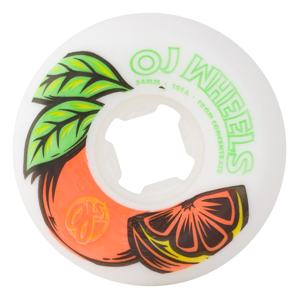 OJ From Concentrate White Orange Hardline 101 a Skateborard Wheels 54mm