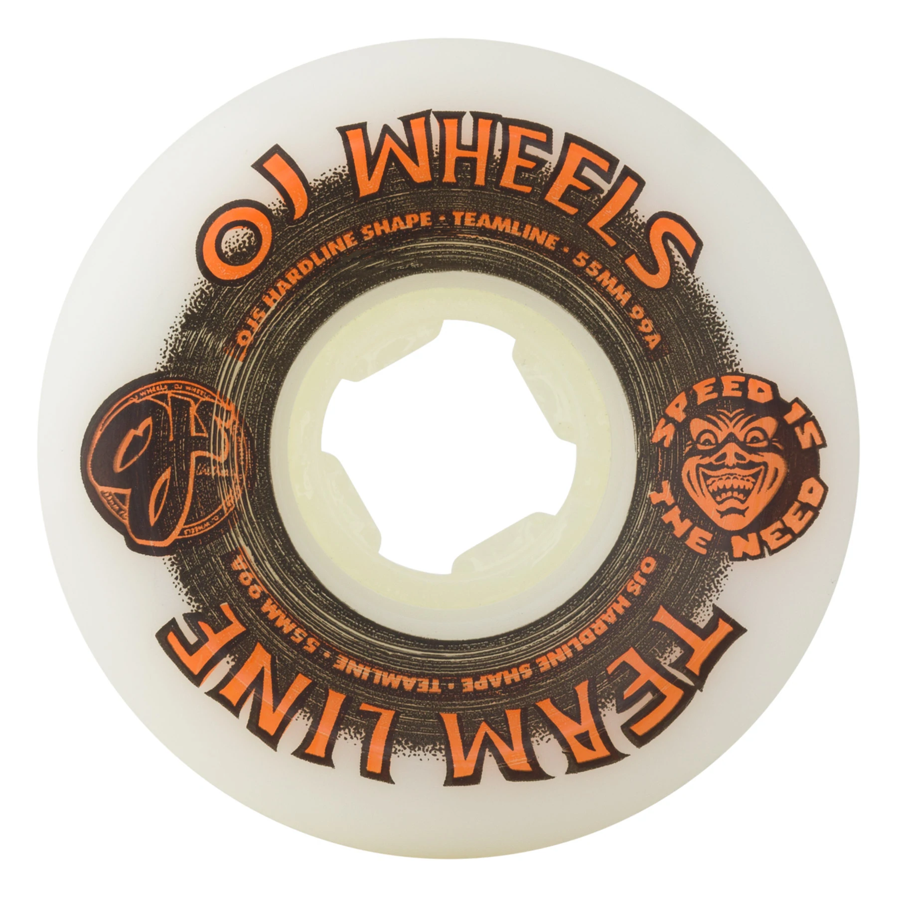 OJ Team Line Original White Black/Orange Hardline 99 a Skateborard Wheels 55mm